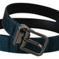 Dolce & Gabbana Blue Jacquard Moire Silver Metal Buckle Men