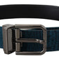 Dolce & Gabbana Blue Jacquard Moire Silver Metal Buckle Men