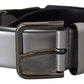 Dolce & Gabbana Metallic Silver Leather DG Logo Metal Buckle Belt