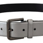 Dolce & Gabbana Metallic Silver Leather DG Logo Metal Buckle Belt