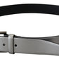 Dolce & Gabbana Metallic Silver Leather DG Logo Metal Buckle Belt