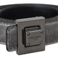 Dolce & Gabbana Silver Leather Tone Square Metal Buckle