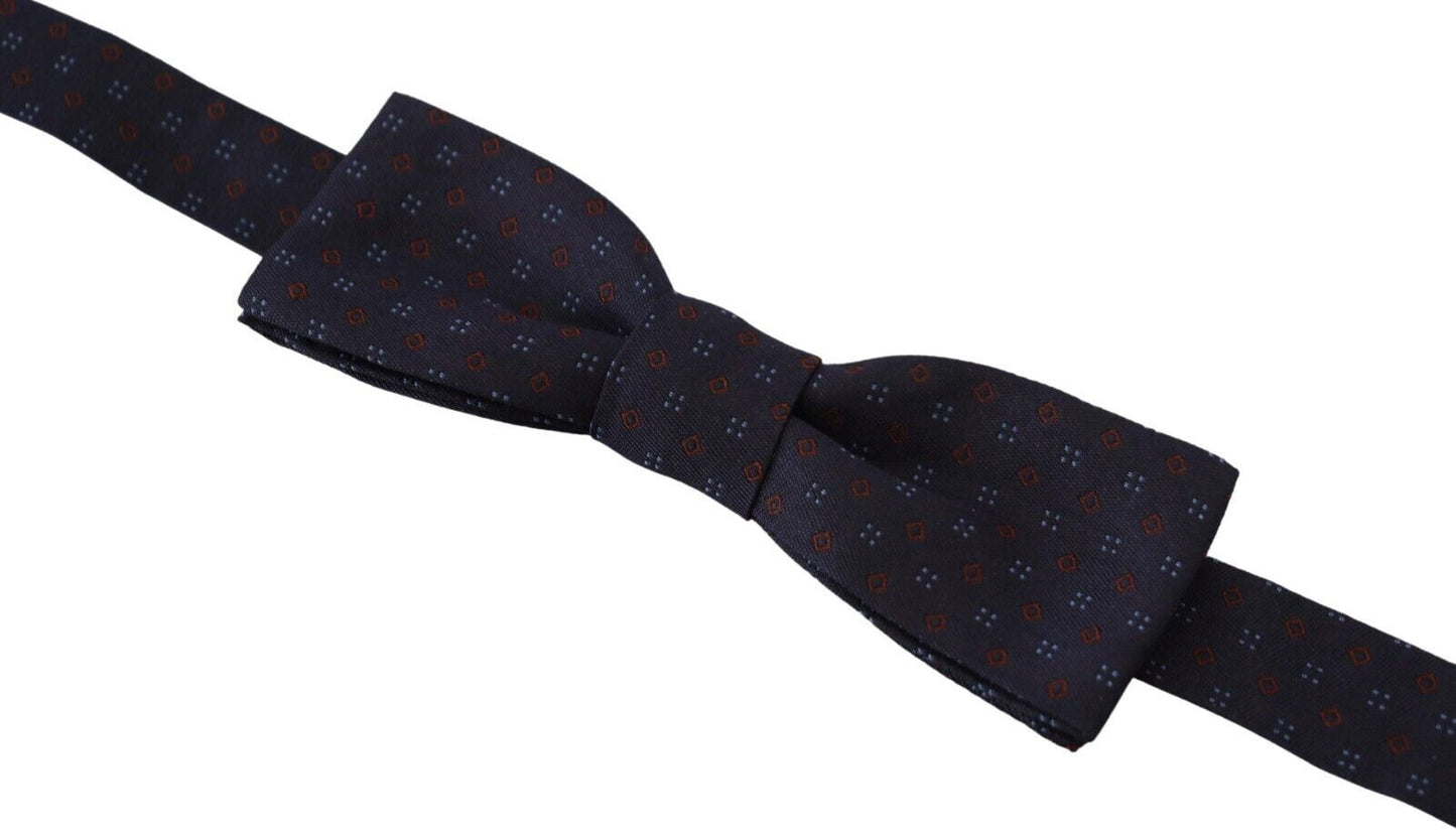 Dolce & Gabbana Blue Silk Patterned Necktie Men Accessory Bow Tie