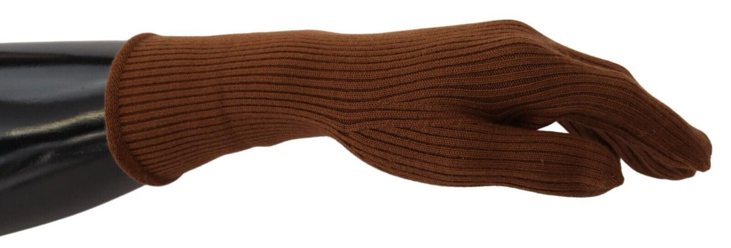 Dolce & Gabbana Brown Cashmere Knitted Hands Mitten Mens Gloves