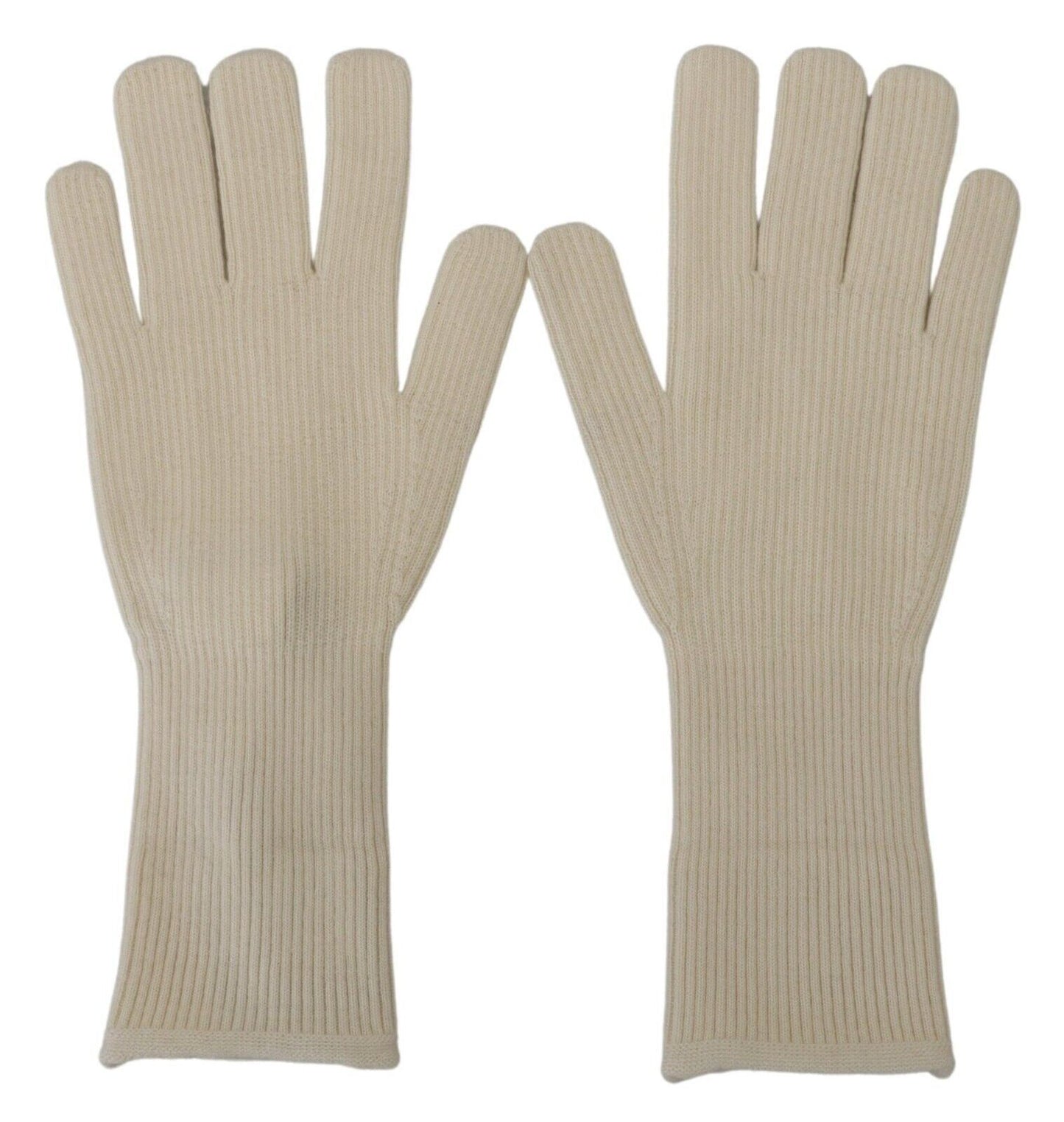 Dolce & Gabbana White Cashmere Knitted Hands Mitten Mens Gloves