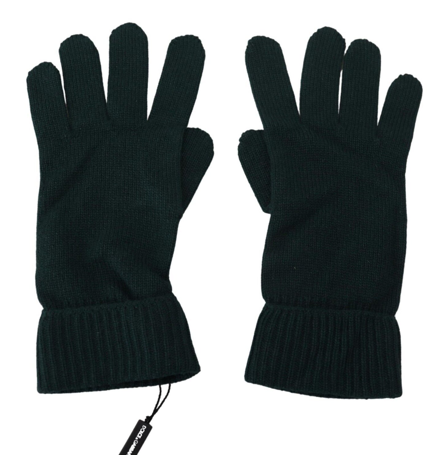 Dolce & Gabbana Green Wrist Length Cashmere Knitted Gloves