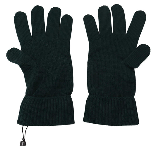 Dolce & Gabbana Green Wrist Length Cashmere Knitted Gloves