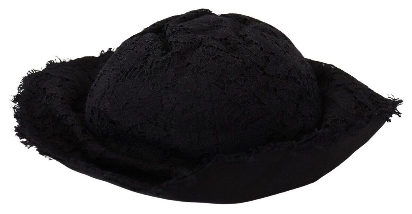 Dolce & Gabbana Black Cotton Wide Brim Shade Hat