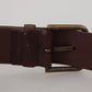 Dolce & Gabbana Brown Leather Gold Metal Buckle Carabiner Belt