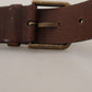 Dolce & Gabbana Brown Leather Gold Metal Buckle Carabiner Belt