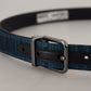 Dolce & Gabbana Blue Jacquard Moire Silver Metal Buckle Men