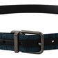 Dolce & Gabbana Blue Jacquard Moire Silver Metal Buckle Men