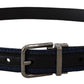 Dolce & Gabbana Blue Jacquard Stripe Silver Buckle Belt