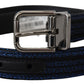 Dolce & Gabbana Blue Jacquard Stripe Silver Buckle Belt