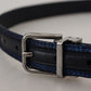 Dolce & Gabbana Blue Jacquard Stripe Silver Buckle Belt