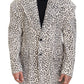 Dolce & Gabbana White Leopard Single Breasted Coat Blazer