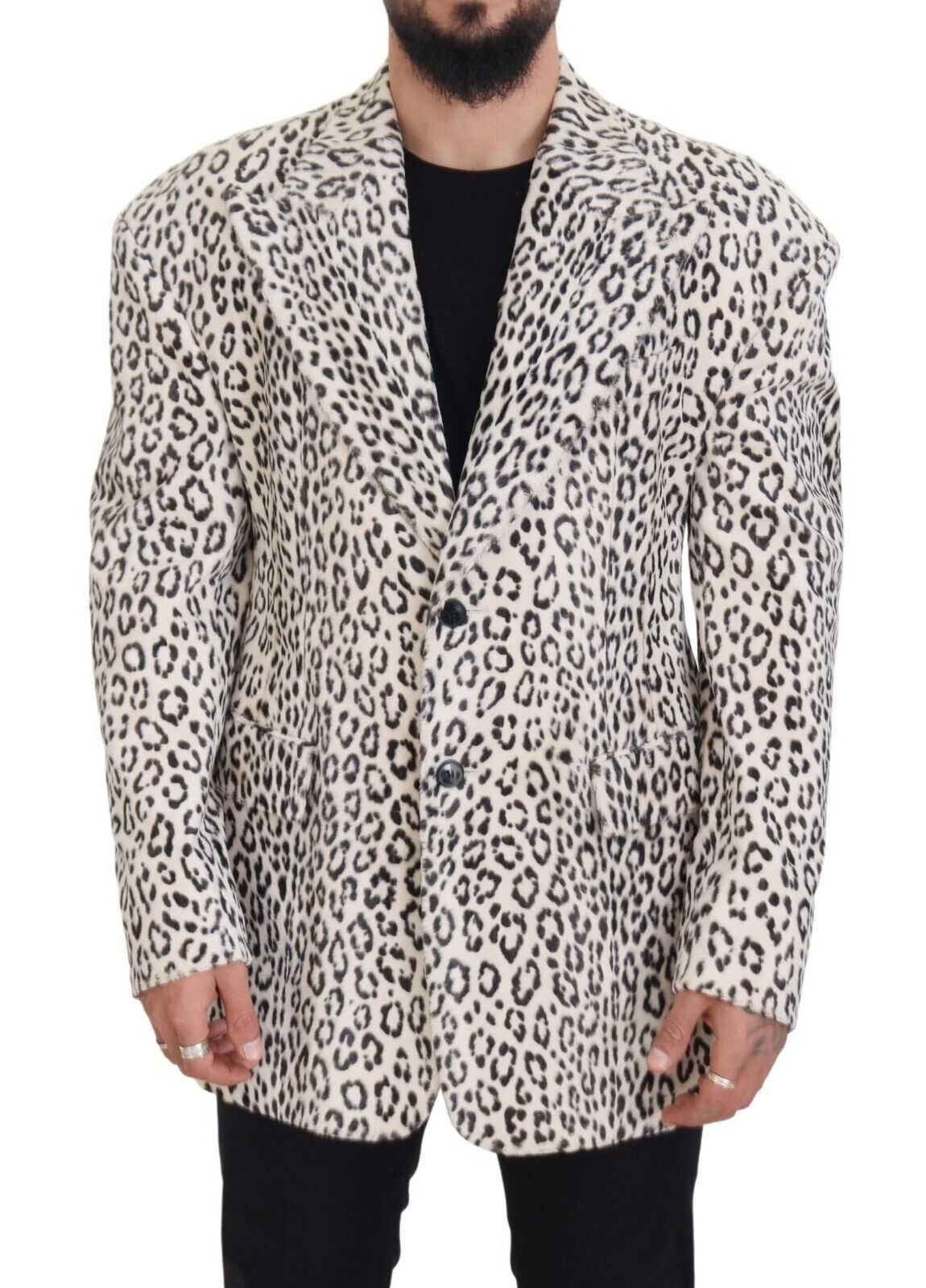 Dolce & Gabbana White Leopard Single Breasted Coat Blazer