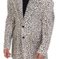 Dolce & Gabbana White Leopard Single Breasted Coat Blazer