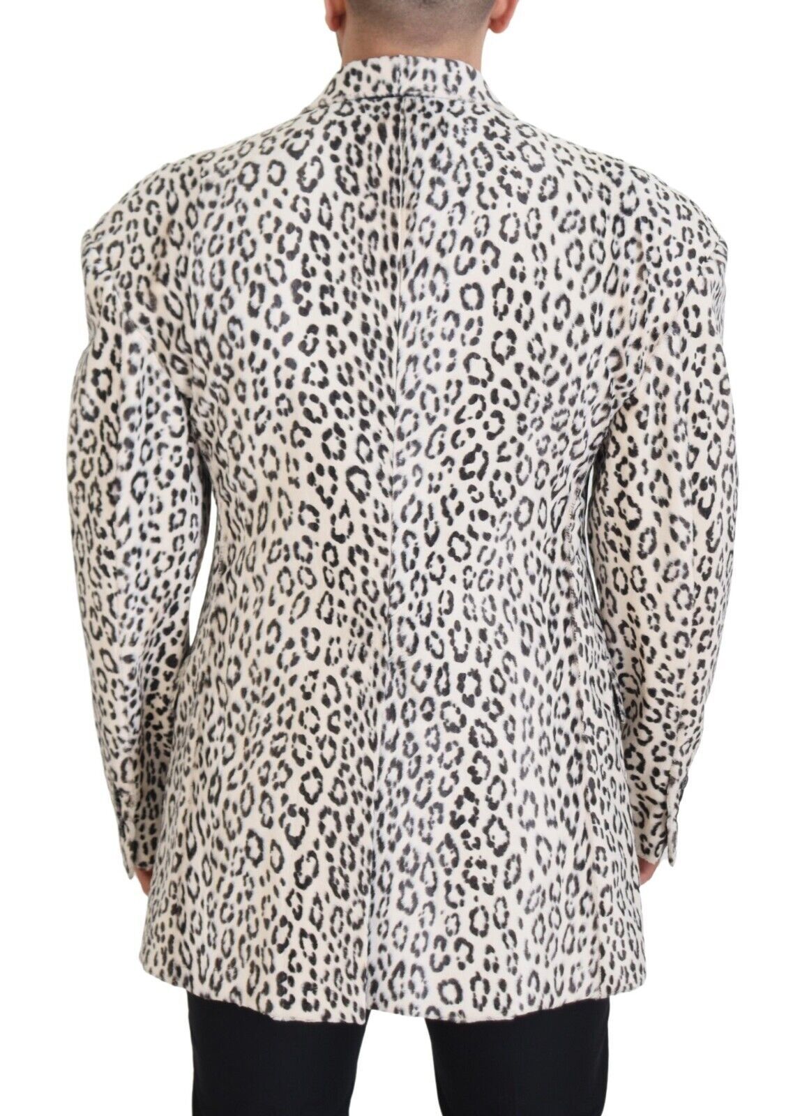 Dolce & Gabbana White Leopard Single Breasted Coat Blazer