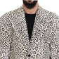 Dolce & Gabbana White Leopard Single Breasted Coat Blazer