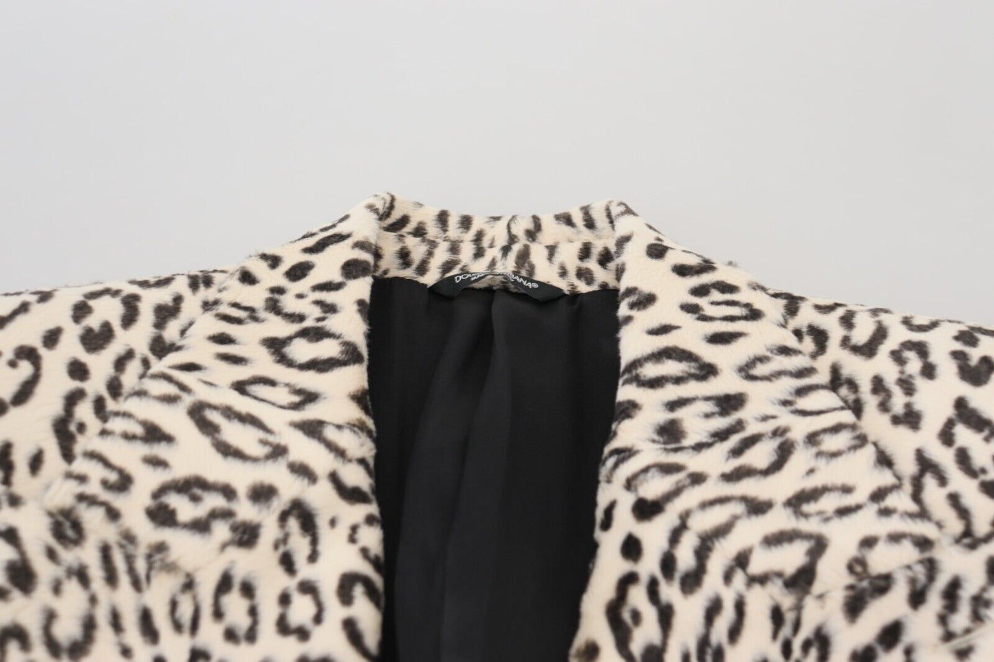 Dolce & Gabbana White Leopard Single Breasted Coat Blazer