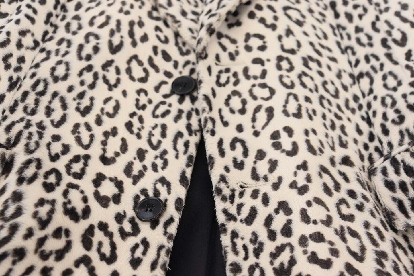 Dolce & Gabbana White Leopard Single Breasted Coat Blazer