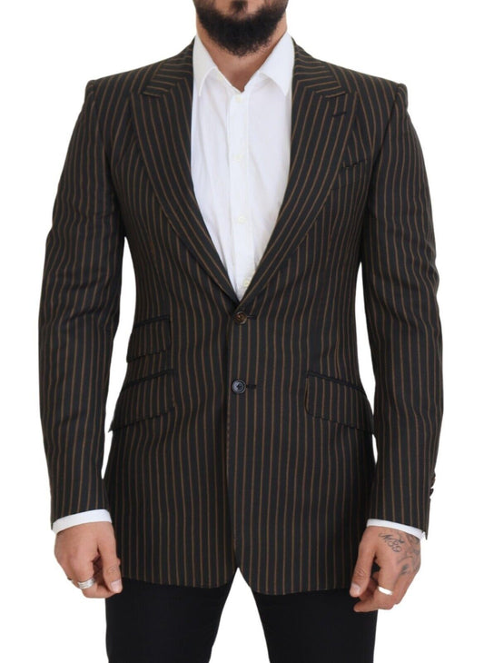 Dolce & Gabbana Black Brown Stripes Single Breasted Blazer