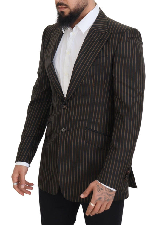 Dolce & Gabbana Black Brown Stripes Single Breasted Blazer