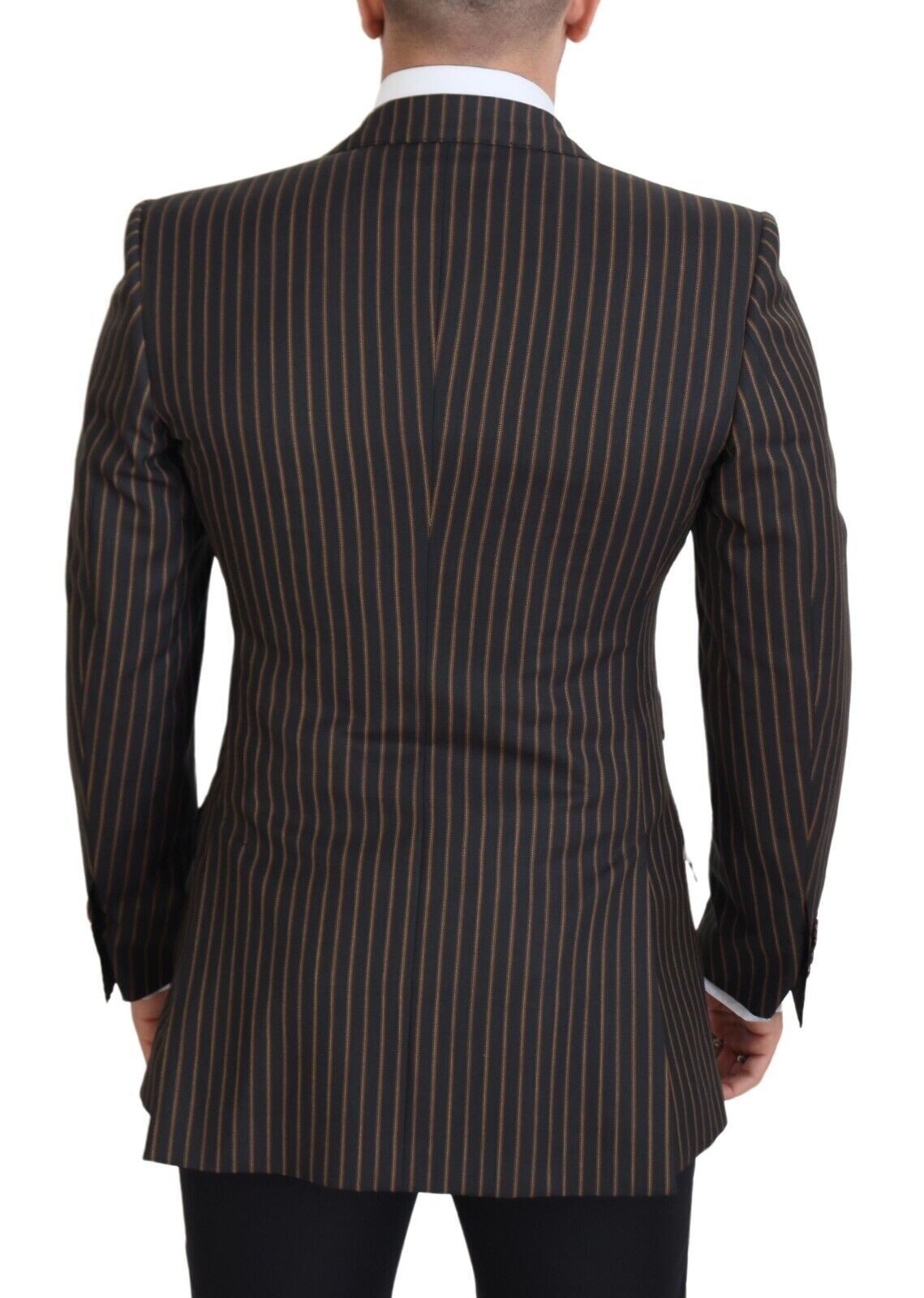 Dolce & Gabbana Black Brown Stripes Single Breasted Blazer