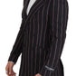 Dolce & Gabbana Black Stripes Viscose Double Breasted Blazer