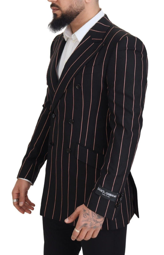 Dolce & Gabbana Black Stripes Viscose Double Breasted Blazer