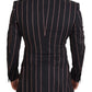 Dolce & Gabbana Black Stripes Viscose Double Breasted Blazer