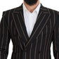 Dolce & Gabbana Black Stripes Viscose Double Breasted Blazer