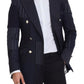 Dolce & Gabbana Blue Wool Patchwork Double Breasted Blazer