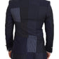 Dolce & Gabbana Blue Wool Patchwork Double Breasted Blazer