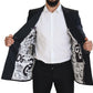 Dolce & Gabbana Blue Wool Patchwork Double Breasted Blazer