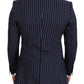 Dolce & Gabbana Dark Blue Stripe Wool Single Breasted Blazer