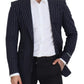 Dolce & Gabbana Dark Blue Stripe Wool Single Breasted Blazer