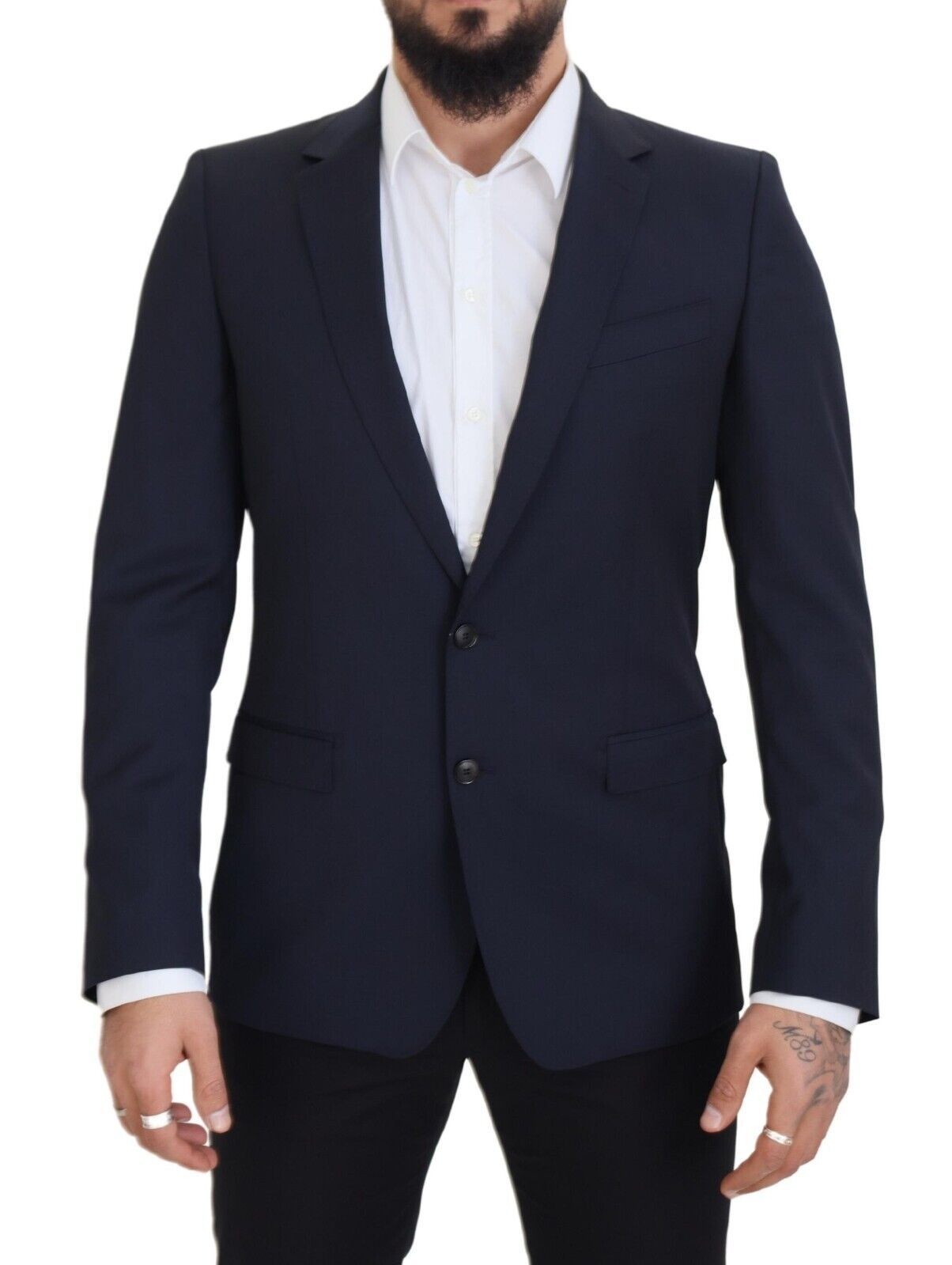 Dolce & Gabbana Dark Blue Wool Single Breasted MARTINI Blazer