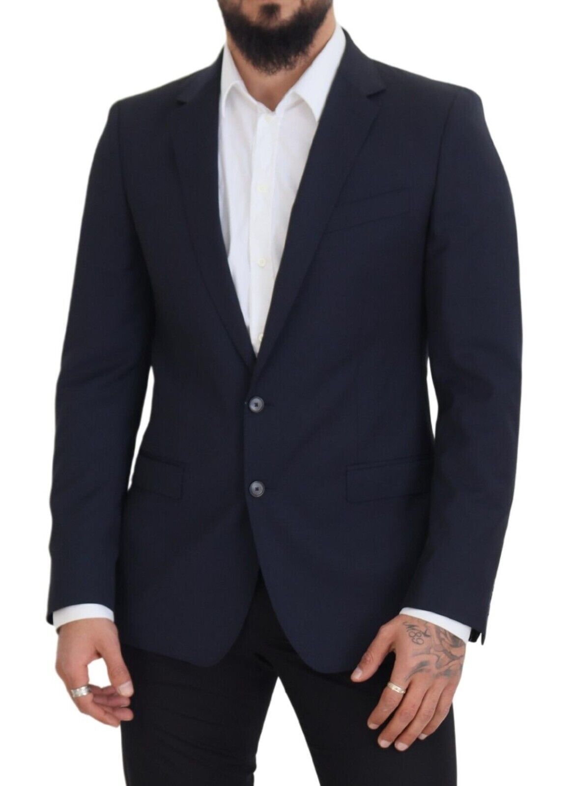 Dolce & Gabbana Dark Blue Wool Single Breasted MARTINI Blazer