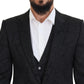 Dolce & Gabbana Black Floral Brocade 2 Piece MARTINI Suit