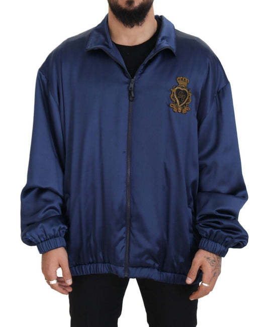 Dolce & Gabbana Blue Heraldic Patch Full Zip KHALED Jacket