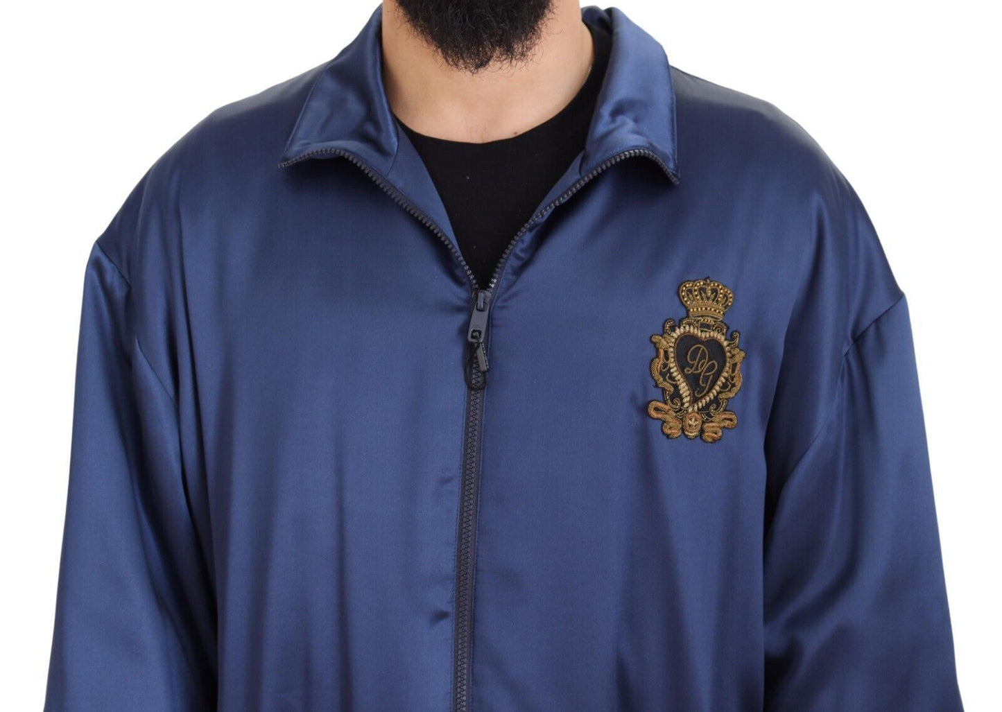 Dolce & Gabbana Blue Heraldic Patch Full Zip KHALED Jacket