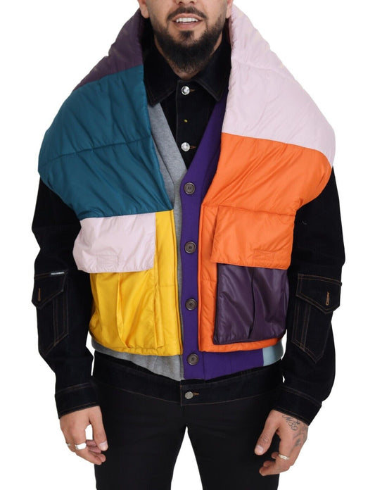 Dolce & Gabbana Multicolor Patchwork Denim Button Down Jacket