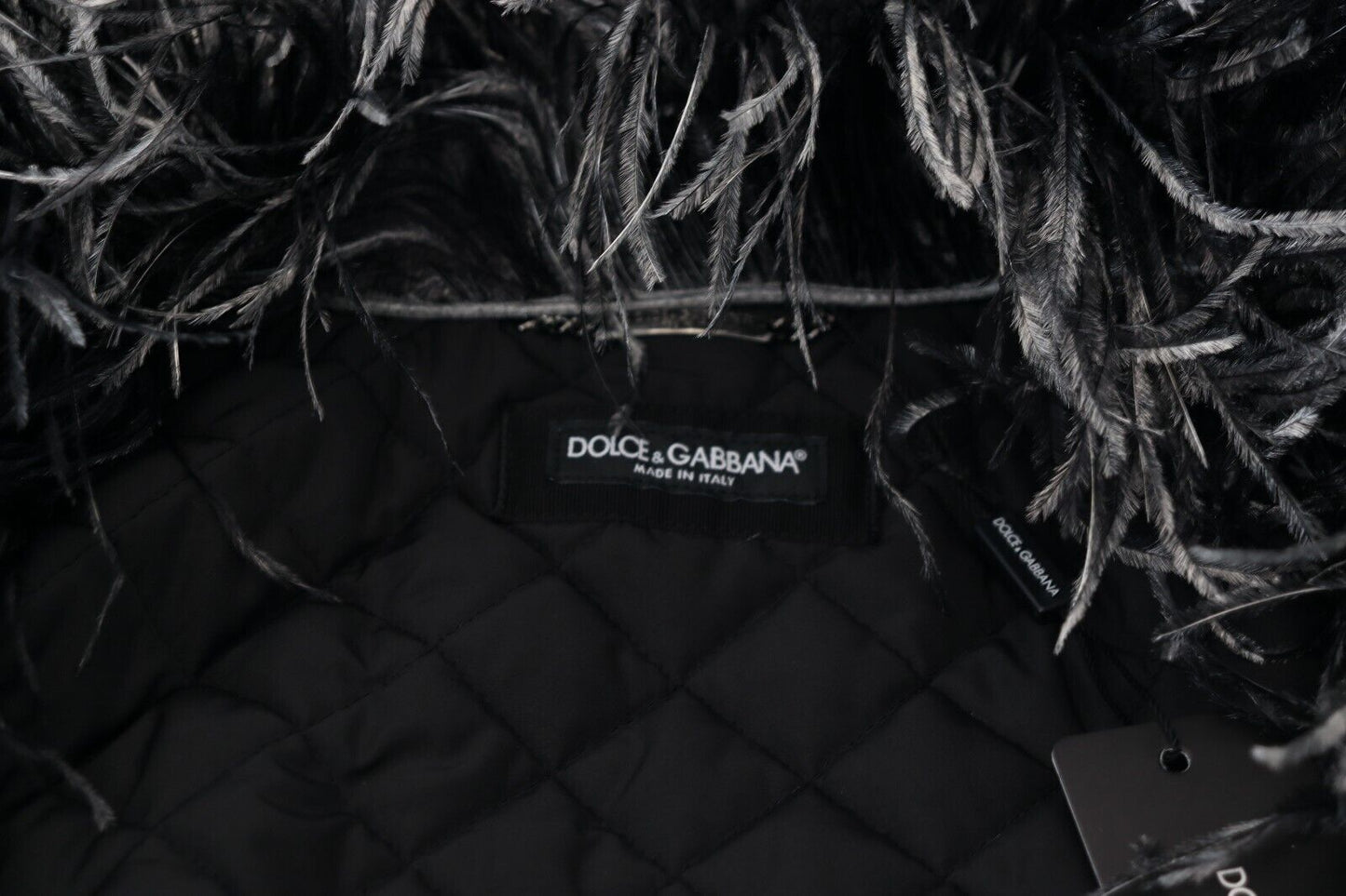 Dolce & Gabbana Black White Fur Shearling Full Zip Jacket