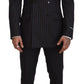 Dolce & Gabbana Black Striped Wool Formal 2 Piece Suit