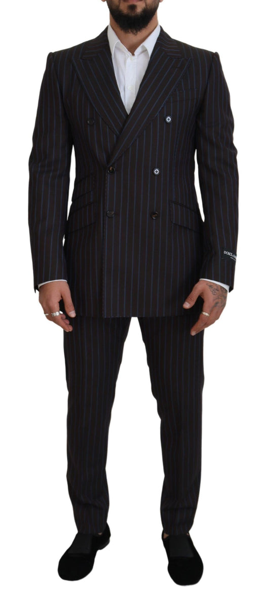 Dolce & Gabbana Black Striped Wool Formal 2 Piece Suit