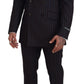 Dolce & Gabbana Black Striped Wool Formal 2 Piece Suit