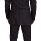 Dolce & Gabbana Black Striped Wool Formal 2 Piece Suit