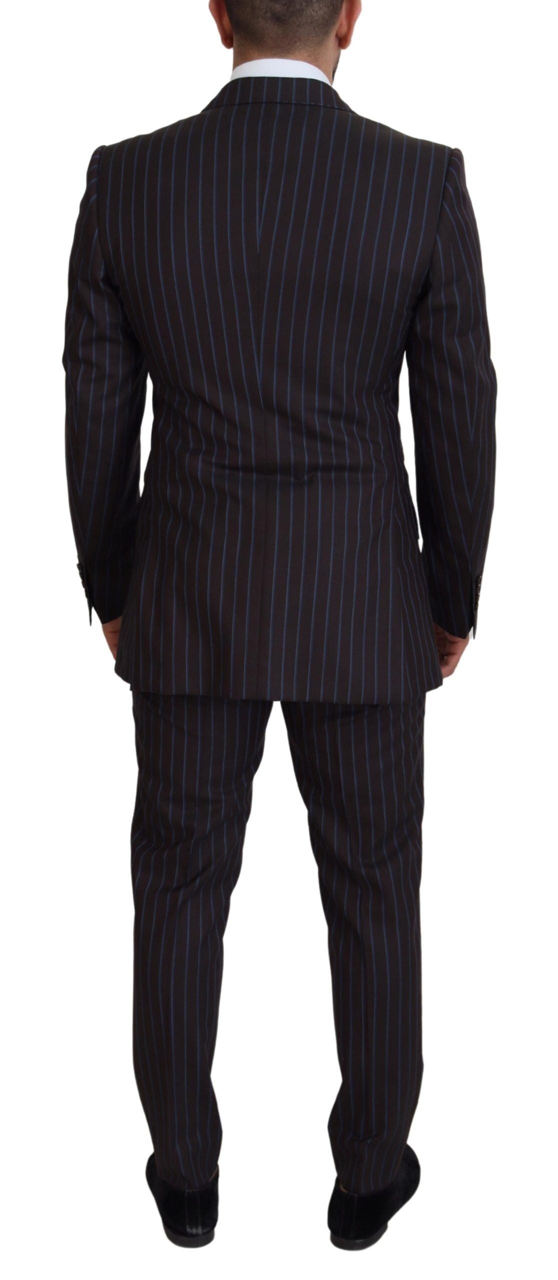 Dolce & Gabbana Black Striped Wool Formal 2 Piece Suit